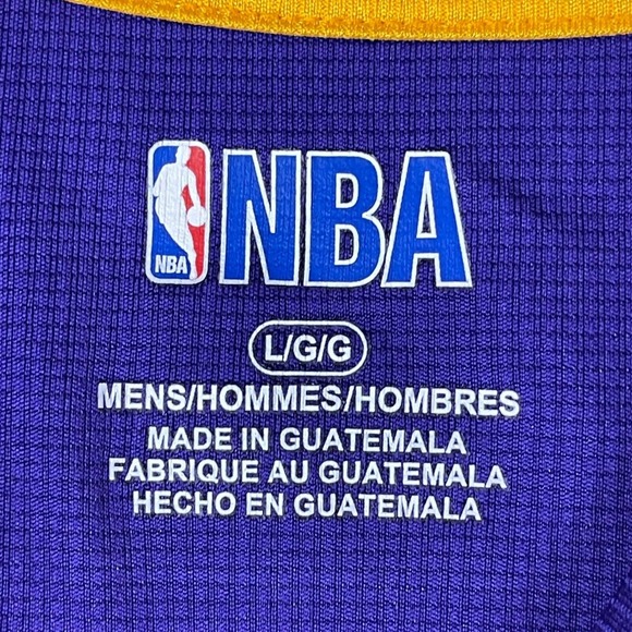 NBA Lakers Long Sleeve Shirt‎ Adult Large Yellow/Purple Basketball Jersey Mens - Picture 7 of 11